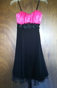 Black and hot pink formal party dress